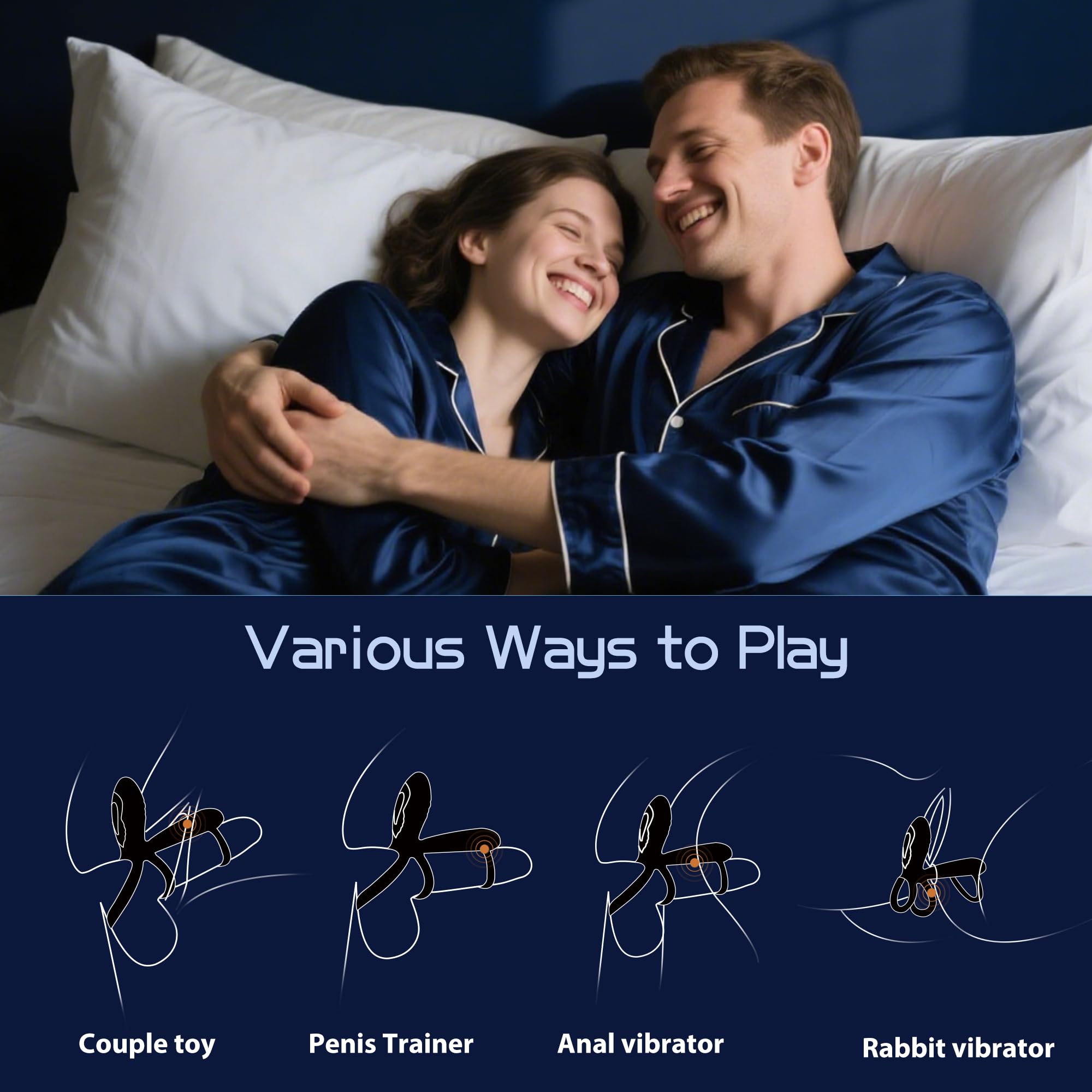 Vibrating Cock Ring with 360° Twisting G-Spot Stimulator – Penis Ring Couple Sex Toys with 10 Modes, Adult Toy for Clitoral & Testicle Stimulation, Penis Sleeve Extender Couples Vibrator for Men Women