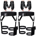 Kathfly 2 Sets Women's Multi Strap Garter and Leather Gloves Halloween Black Utility Goth Belt Costume with Pocket Adjustable Leg Straps for Halloween Party Cosplay Accessory