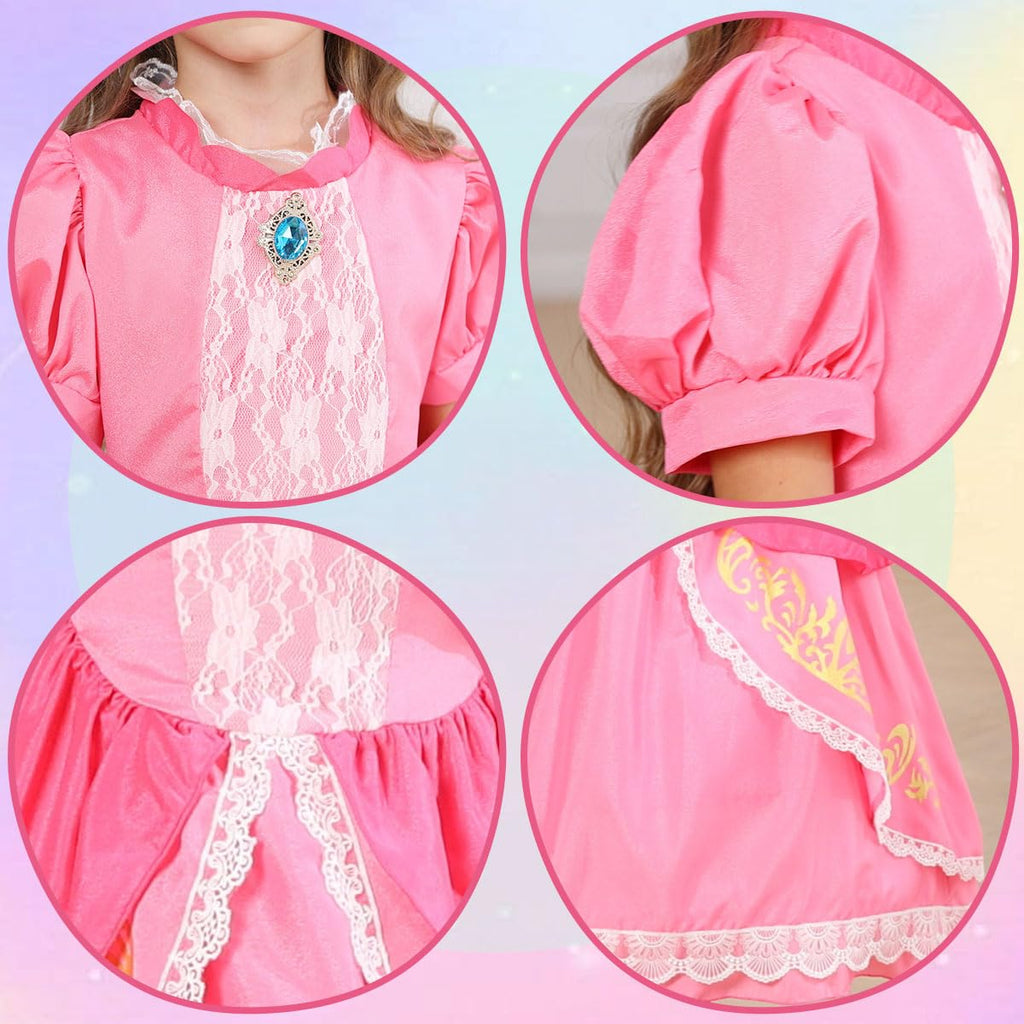 Luzlen Pink Costume for Girls Kids Dress Up Halloween Carnival Cosplay Party Outfit, Pink, 5-6 Years(Label 120)