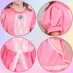 Luzlen Pink Costume for Girls Kids Dress Up Halloween Carnival Cosplay Party Outfit, Pink, 5-6 Years(Label 120)