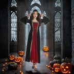 Colorful House Womens Medieval Renaissance Princess Retro Gown Cosplay Costume Dress(X-Large,Black(hooded))