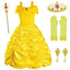 Princess Costume for Girls Birthday Party Fancy Dress Up with Accessories(Crown+Wand+Earrings+Gloves)