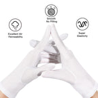 Lansian Womens White Gloves Short Satin Stretchy Gloves Wrist Length Dancing Bridal Gown for 1920s Wedding Opera Party Adult Size