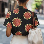 99TIMORO Anime Movie Short Sleeve Shirt, Manga Character Hawaiian Button Down Top, Sunflower Color, Large