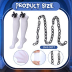 Mepase 5 Pcs Halloween Grunge Band Costume Wonderland in Chains Costume Blue Maid Dress Vintage Chains Set for Women Cosplay(S)