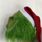 YTZCZW Green Cosplay Mask Halloween Costume Latex Scary Santa Hat Party Prop Christmas Decorations (Mask)