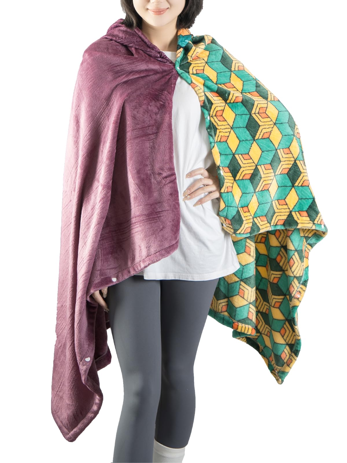 Hooded Wearable Blanket Hoodie Cosplay Cloak Shawl Wrap Nap Quilt 160x100 cm (63x40 in) (Red)