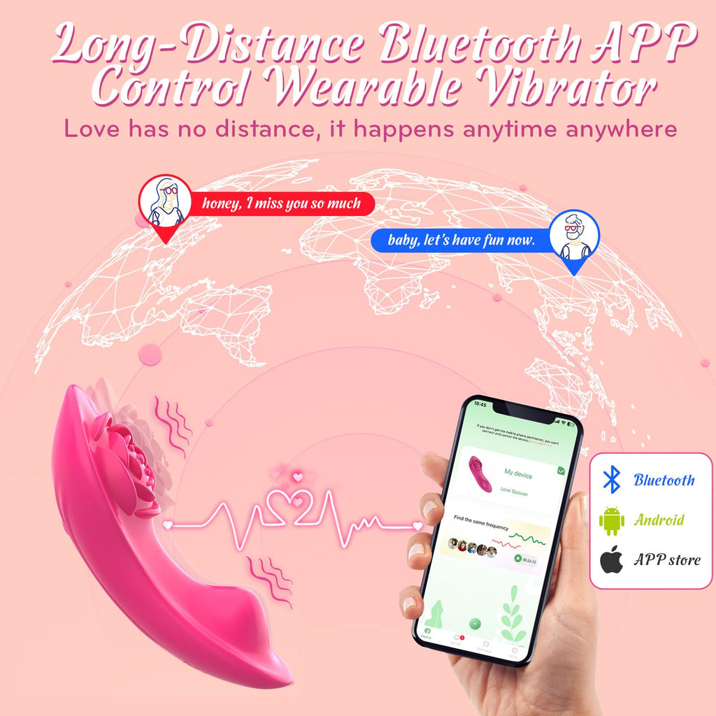 Adult Sex Toys for Women & Couples, Wearable Panty Vibrator Rose Sex Toy, 3-in-1 APP Remote Control Mini Butterfly Vibrator Clitoris G spot Vagina Stimulator with 10x2 Vibration Modes, Clit Novelties