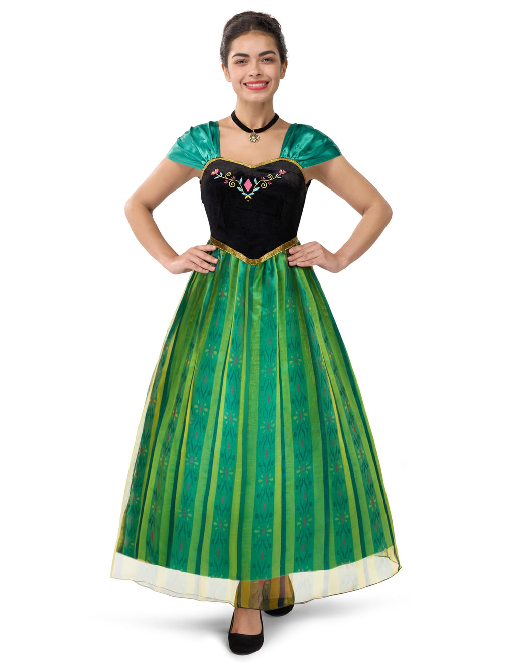 Spooktacular Creations Adult Princess Costume, Halloween Women Coronation Dress Costume Cosplay, Green Princess Dress-XXL