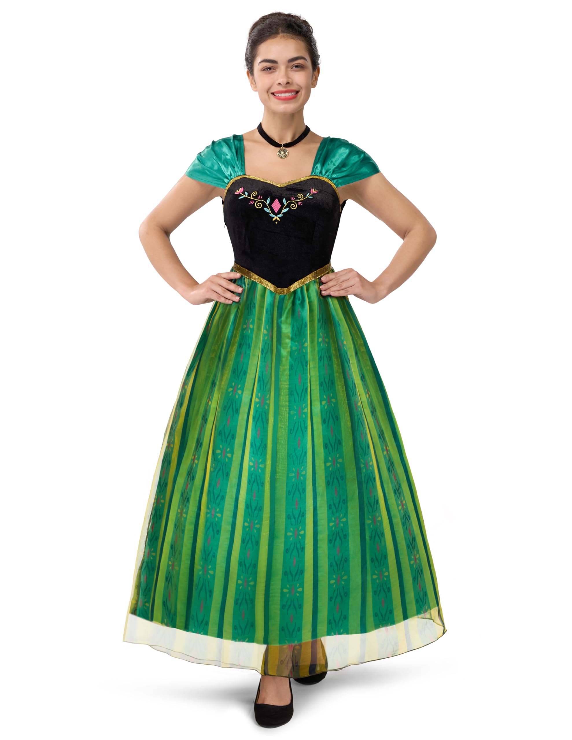 Spooktacular Creations Adult Princess Costume, Halloween Women Coronation Dress Costume Cosplay, Green Princess Dress-XXL