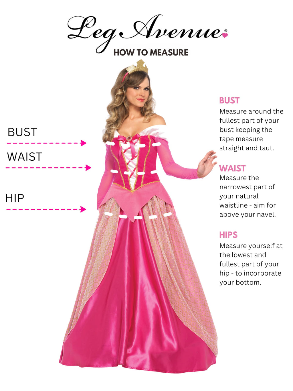 Leg Avenue Womens Classic Sleeping Beauty Princess Aurora Costume, LARGE, Pink