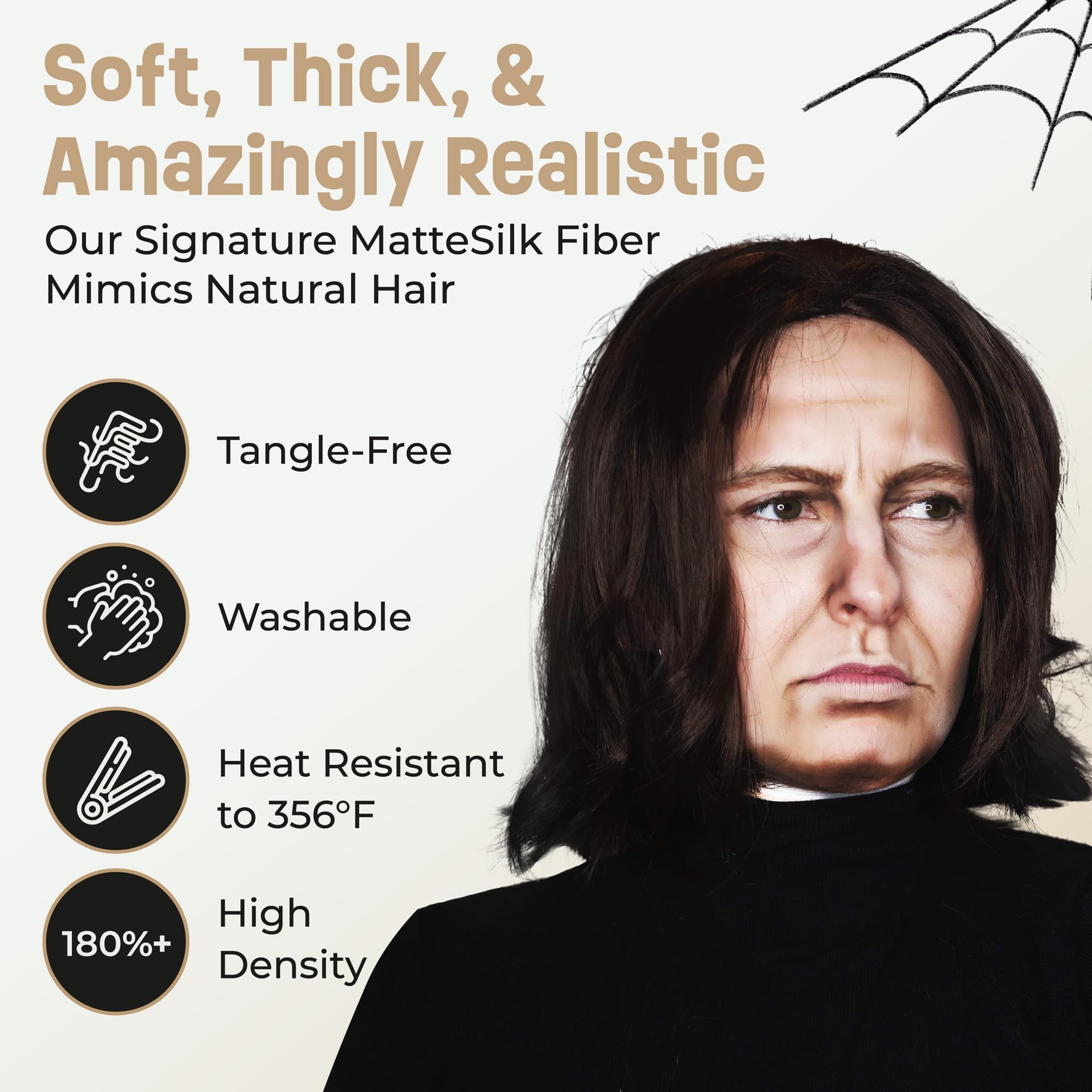 ALLAURA Compatible with Sonny Bono Wig – 60s 70s Men’s Short Brown Wig + Mustache for Hippie, Singer, TV Star, Cop, Detective Costumes – Liberty Duo, Limu & Doug, Uncle Rico, Retro Halloween Outfit