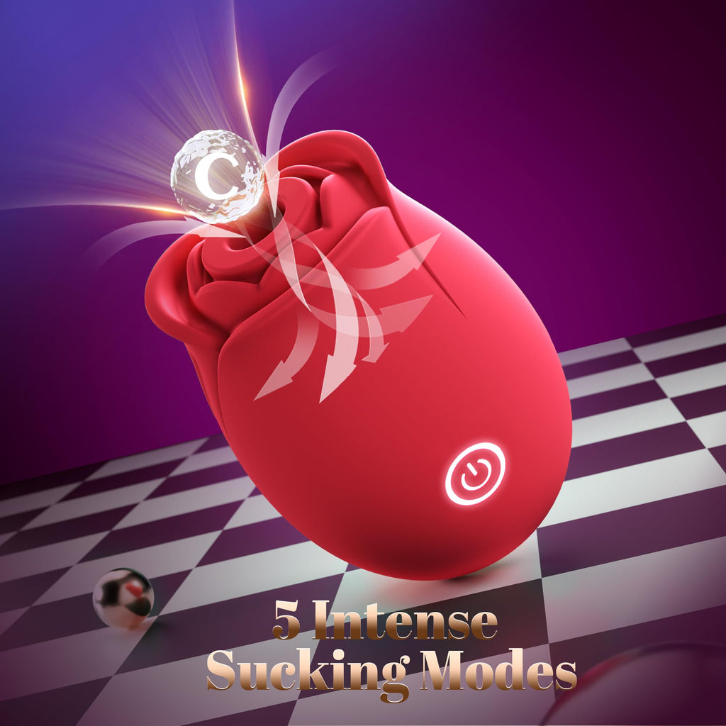 Sex Toys Rose Dildo Vibrator - Upgraded Adult Toys with 5 Sucking & Vibrating Modes for Women Clitoral Nipple, Rose Sucker Sex Toy Clitoral G Spot Vibrators for Woman Couples Adult Sex Games