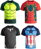 Marvel Avengers Big Boys 4 Pack Cosplay Athletic T-Shirts Black Panther, Hulk, Captain America & Spiderman 10