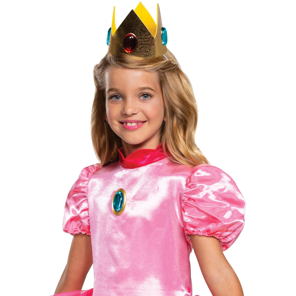 Disguise Princess Peach Costume Dress, Nintendo Super Mario Bros Deluxe Dress Up Outfit for Girls, Kids Size Small (4-6x)