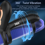 Vibrating Cock Ring with 360° Twisting G-Spot Stimulator – Penis Ring Couple Sex Toys with 10 Modes, Adult Toy for Clitoral & Testicle Stimulation, Penis Sleeve Extender Couples Vibrator for Men Women