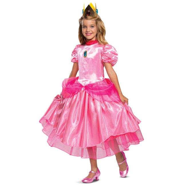Disguise Princess Peach Costume Dress, Nintendo Super Mario Bros Deluxe Dress Up Outfit for Girls, Kids Size Small (4-6x) Main Image