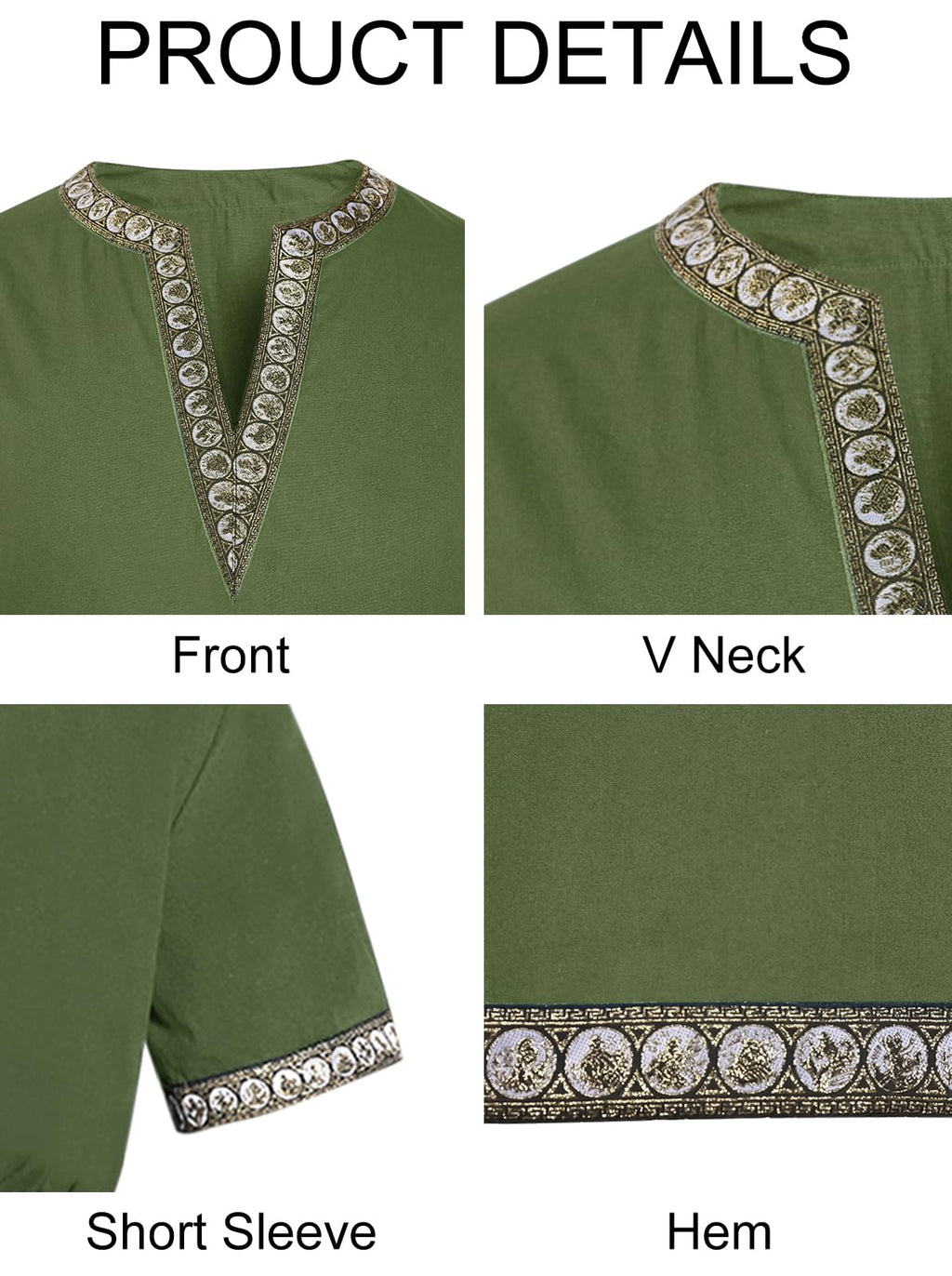 Mens Medieval Knight Tunic Renaissance Mercenary Scottish Costume Warrior LARP Halloween Tops