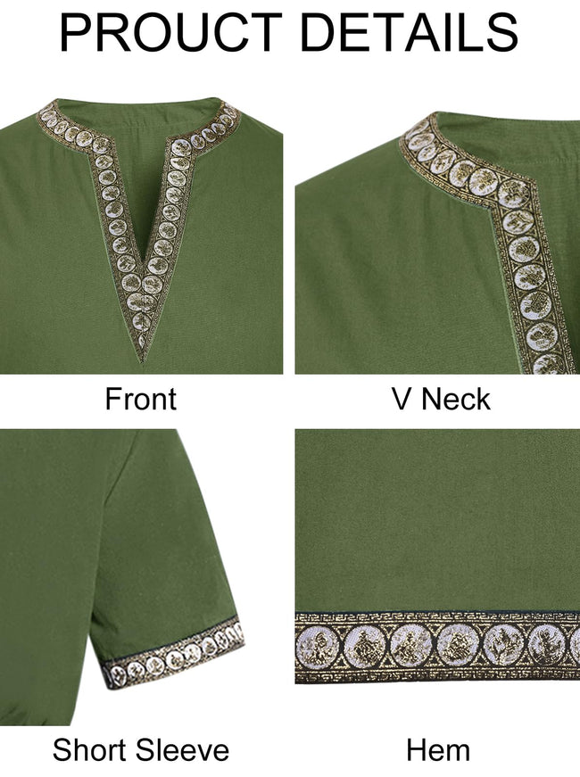 Mens Medieval Knight Tunic Renaissance Mercenary Scottish Costume Warrior LARP Halloween Tops Main Image