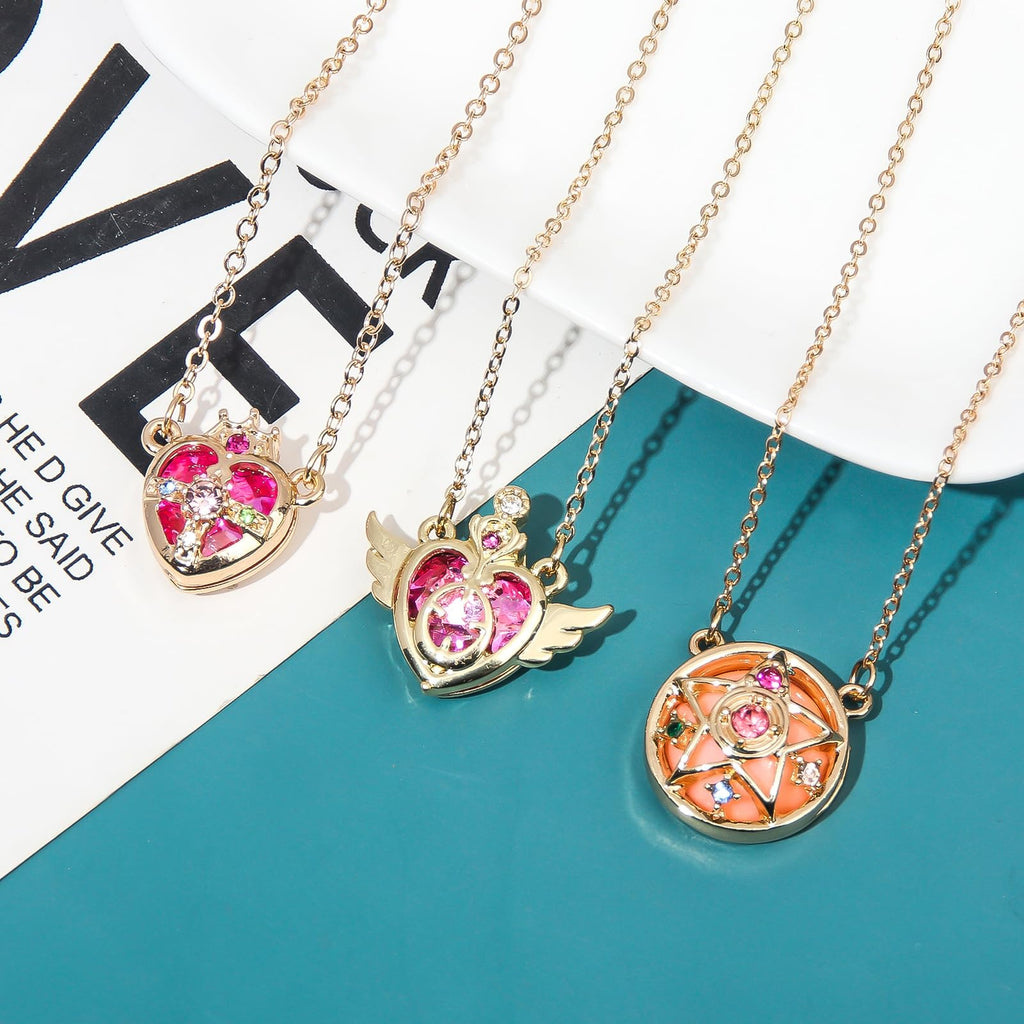 POYAMUSE Anime Guardian Star Pendant Necklace for Women Tsukino Usagi Cosplay Jewelry-heart
