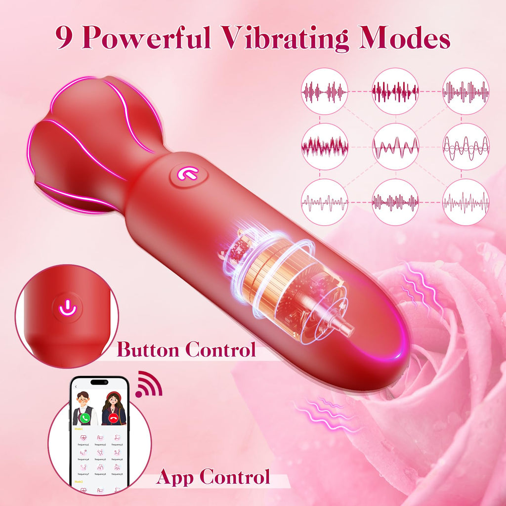 Mini Bullet Vibrator Adult Toys - Vibrators App Controlled Female Sex Toys with 9 Vibration Modes, Lipstick G Spot Dildo Clitoral Vibrator, Long Distance Discreet Vibrator for Women & Couples (Pink)