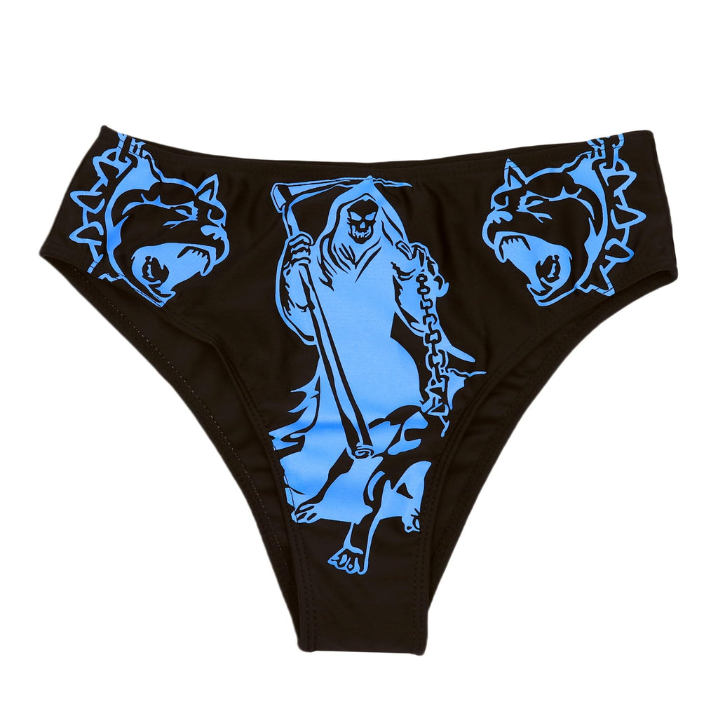 ZGMYC Women's Letter Skull Print Goth Swimsuit 2 Piece Sexy Strapless Bandeau Bikini High Waist Bathing Suit Festival Outfit