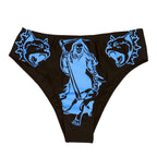 ZGMYC Women's Letter Skull Print Goth Swimsuit 2 Piece Sexy Strapless Bandeau Bikini High Waist Bathing Suit Festival Outfit