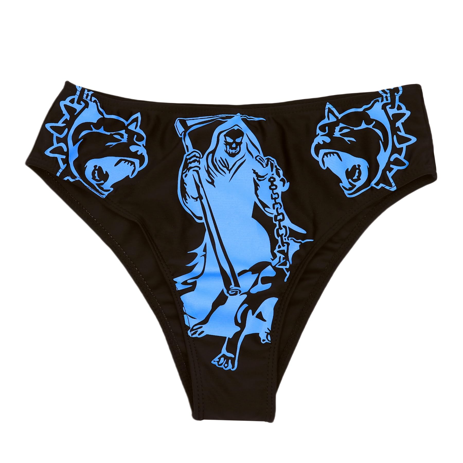 ZGMYC Women's Letter Skull Print Goth Swimsuit 2 Piece Sexy Strapless Bandeau Bikini High Waist Bathing Suit Festival Outfit