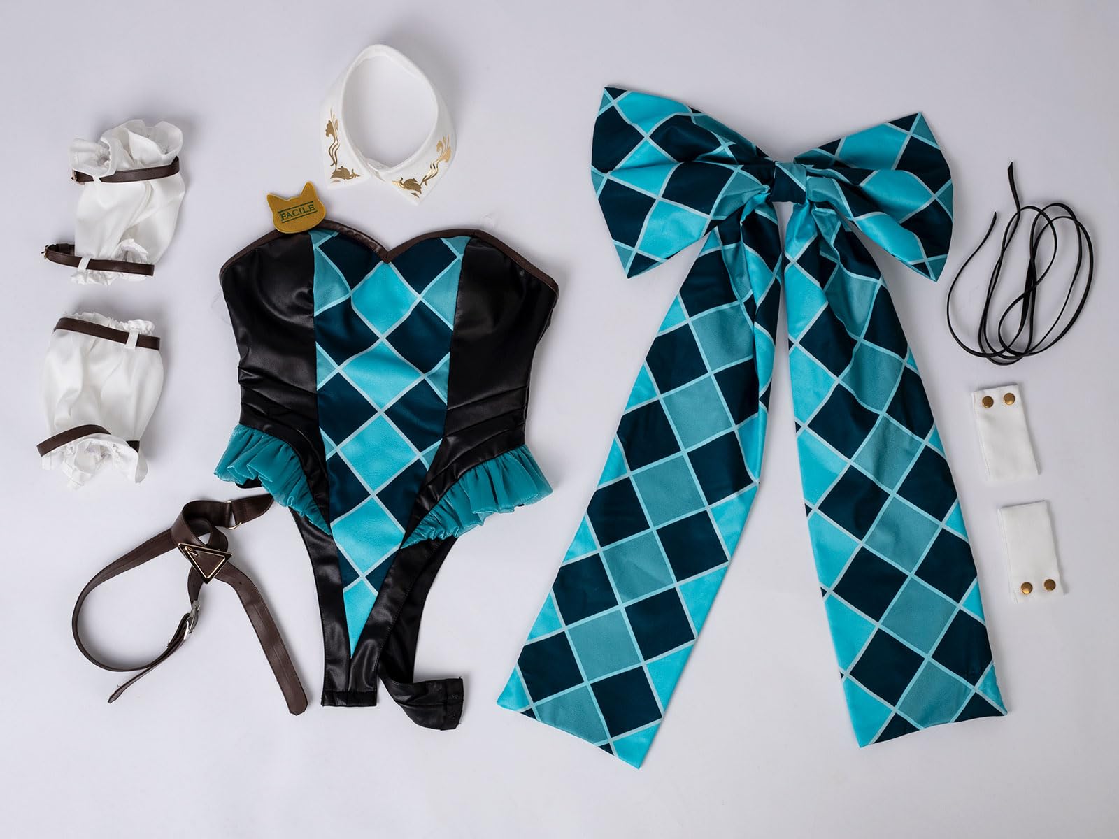 Cosfun Women Genshin Swimsuit One Piece Bunny Bodysuit Bunny Costume Genshin Lynette Cosplay Swimsuit Jumpsuit Suit FY0019 XS