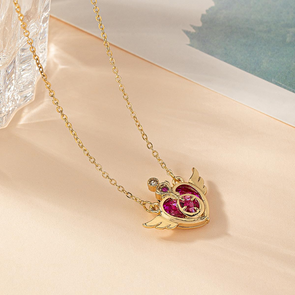 POYAMUSE Anime Guardian Star Pendant Necklace for Women Tsukino Usagi Cosplay Jewelry-heart