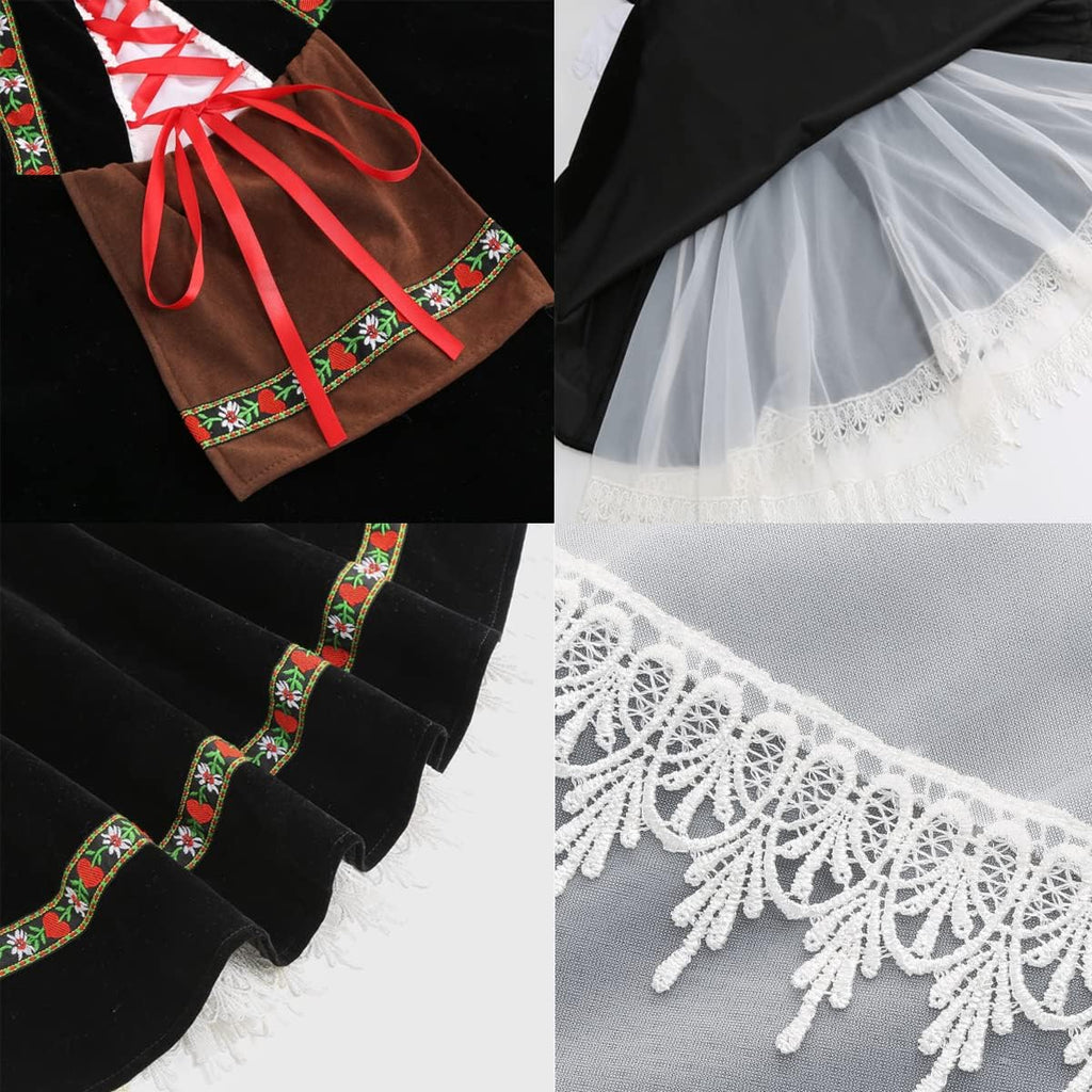 Colorful House Women's Oktoberfest Costume Adult Off-Shoulder Beer Maid Costume for Bavarian Carnival(Strapless Black,XL)