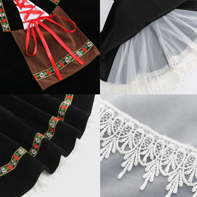 Colorful House Women's Oktoberfest Costume Adult Off-Shoulder Beer Maid Costume for Bavarian Carnival(Strapless Black,XL) Main Image