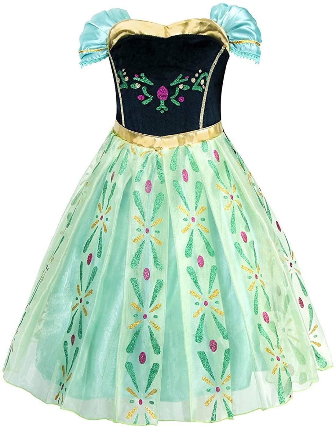 Xinfenglai Green Girls Cosplay Dress Princess Costume (7-8Years, Green)