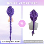 morvally 33.5 Inches Purple Long Braided Ponytail Wig - Anime Cosplay Wigs for Halloween Costume Party (Purple)