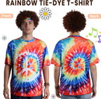 70s Outfits for Men - 10 Pcs Hippie Costume with Tie Dye Shirt, Fringe Vest & Accessories,60s/70s Retro Party Clothes