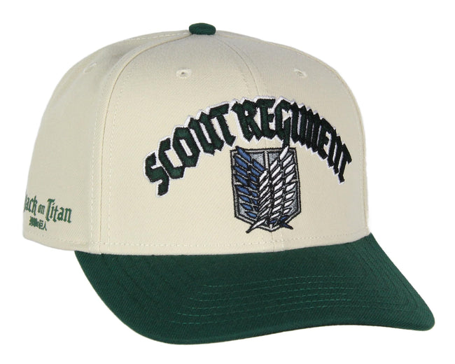 Attack on Titan Adult Scout Regiment Embroidered Snapback Hat for Men and Women Beige Hover Image