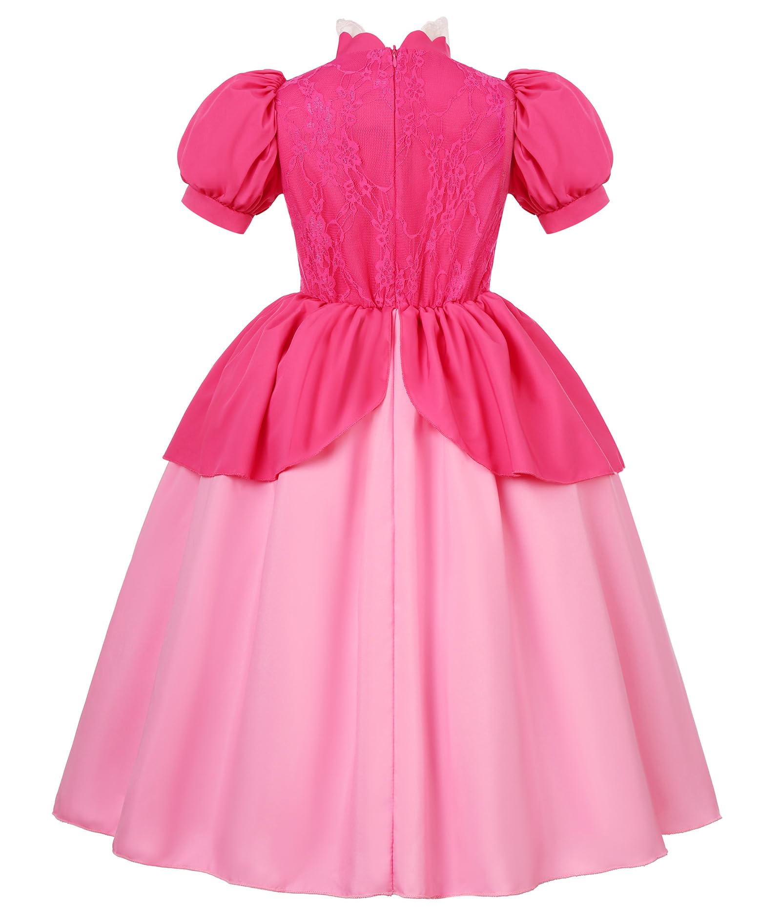 Girls Princess Dress Peach Costume Super Bros Kids LED Light Up Princess Dress for Deluxe Halloween Party Dress Up