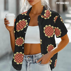 99TIMORO Anime Movie Short Sleeve Shirt, Manga Character Hawaiian Button Down Top, Sunflower Color, Large
