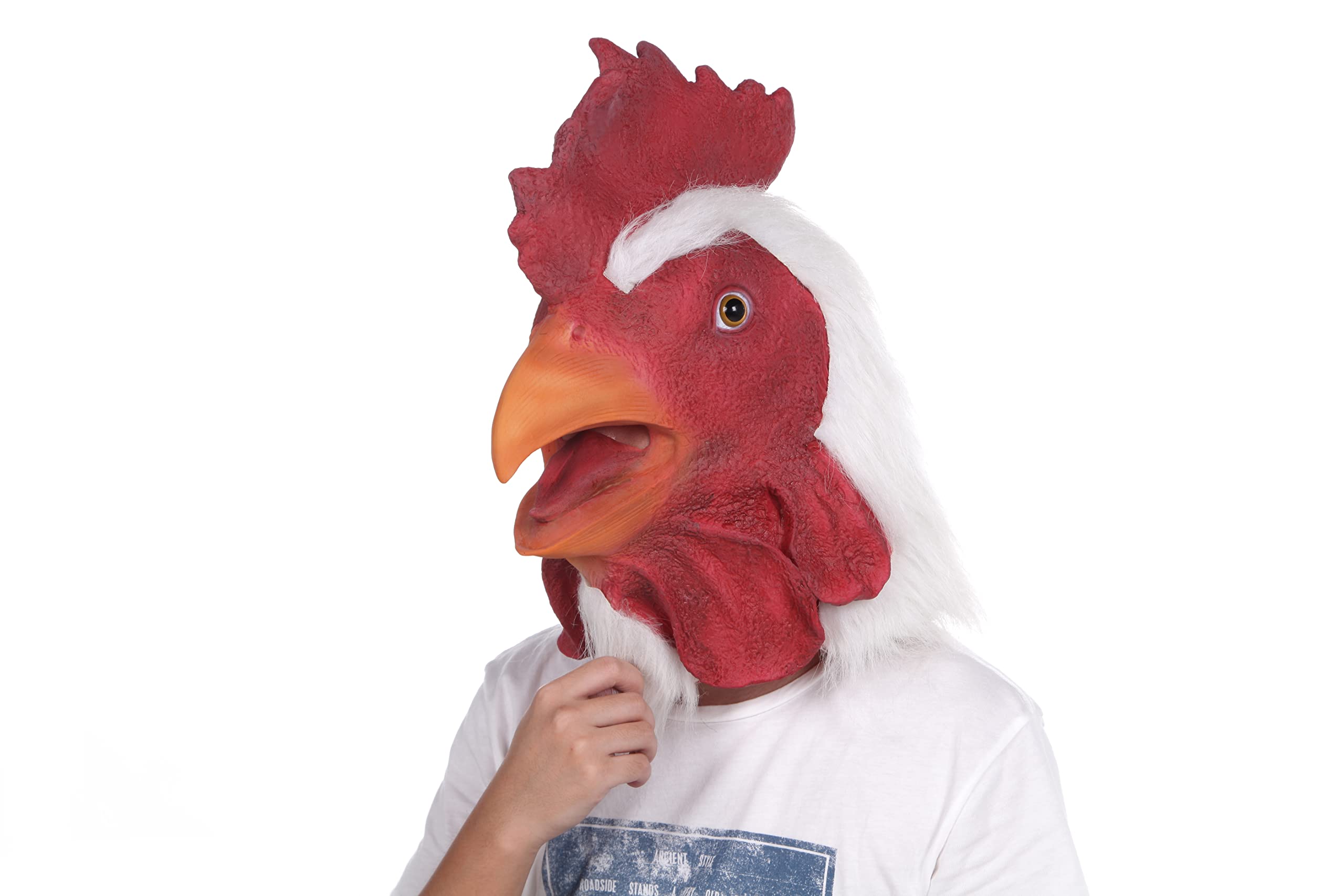 Lubber Rooster Animal Head Mask For Halloweem Costume Cosplay, Latex Funny Mask for Kids and Adult Christmas, Thanksgiving Gift