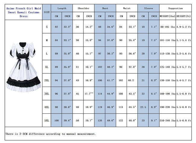 Irtysh Women Sweet Kawaii Costume Dress Anime French Maid Cosplay Furry Cat Ear Gloves Socks set(Black XL) Main Image