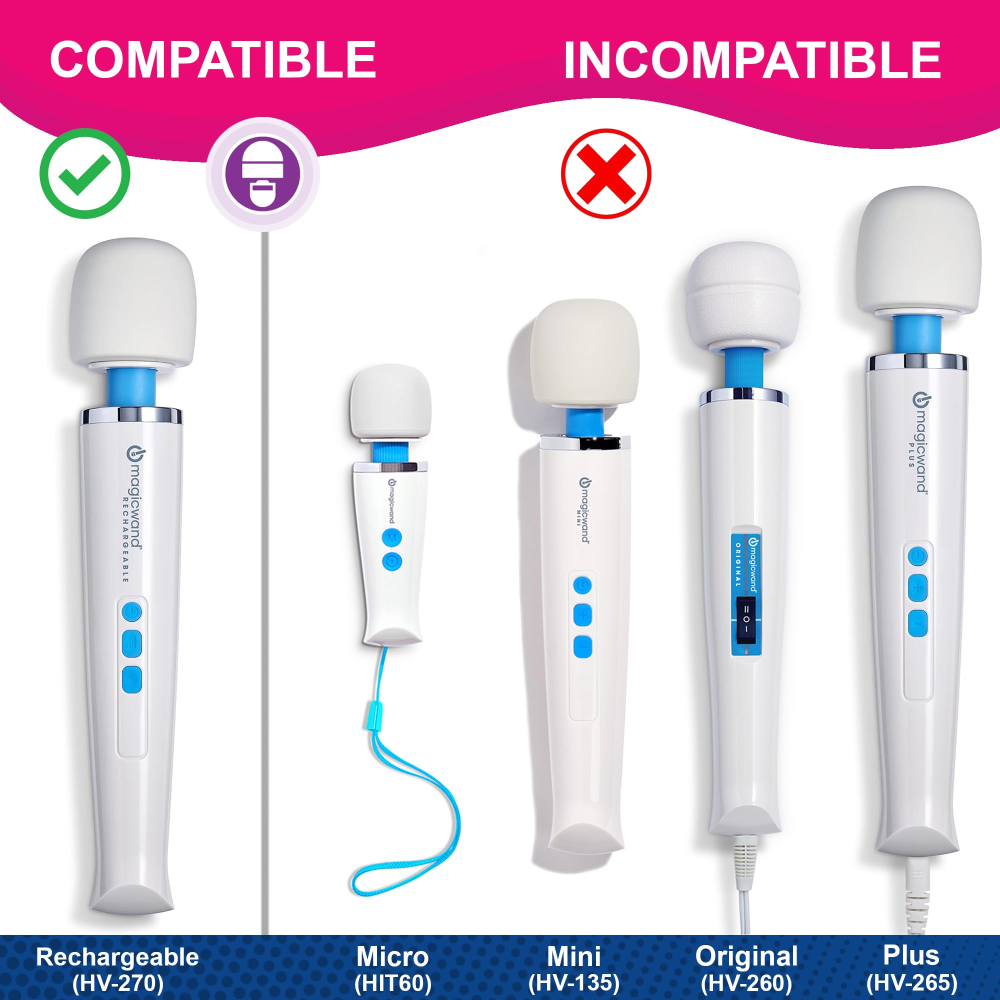 Magic Wand Massager Rechargeable HV-270 – Cordless Multi-Function Variable-Speed Neck Massager with Soft Silicone Head - Personal Massagers for Women, Neck, Hand, Back, Muscle, and Head Massager