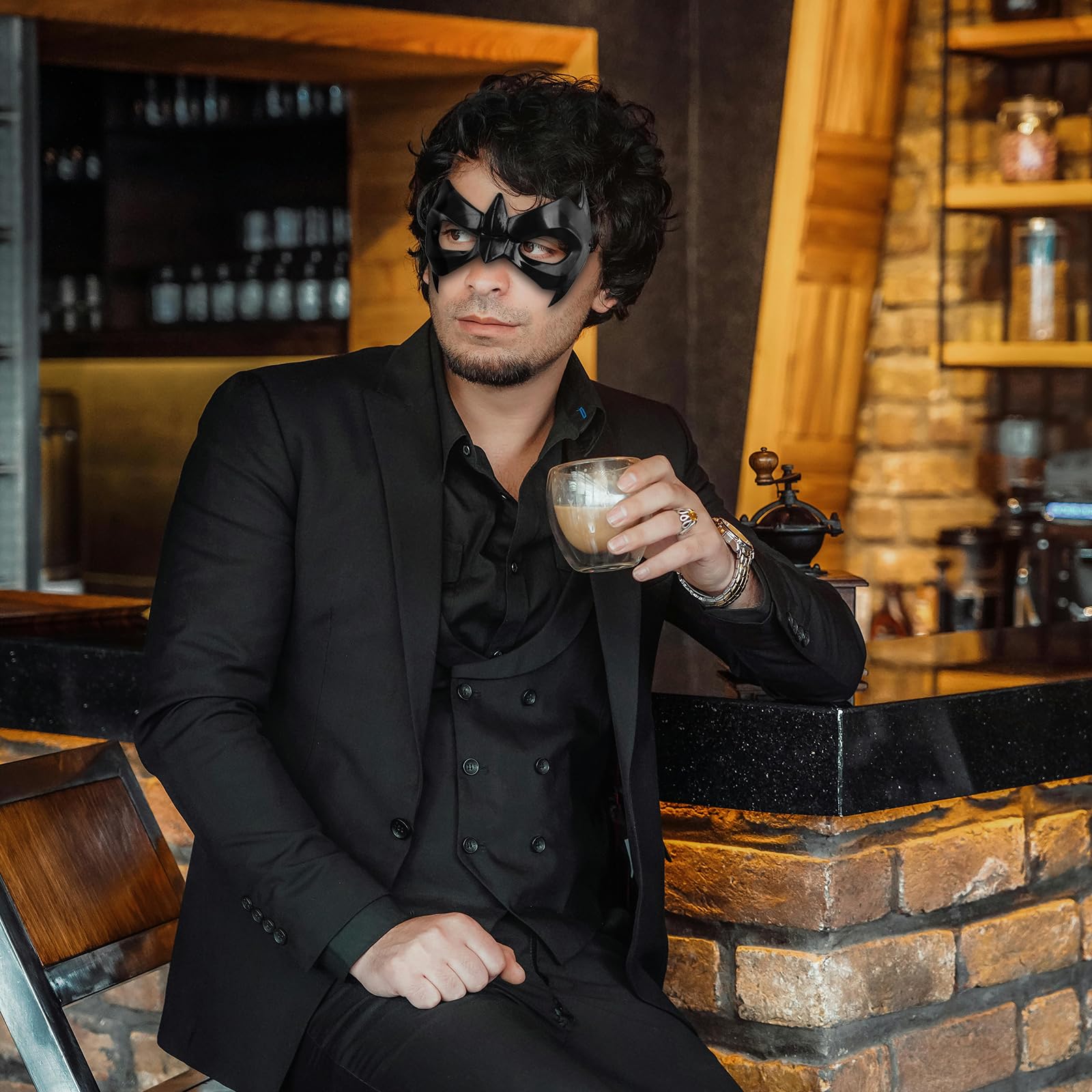 HOTTERCOS Black Eye Mask Superhero Masquerade Masks Halloween Costume Accessories For Party Cosplay