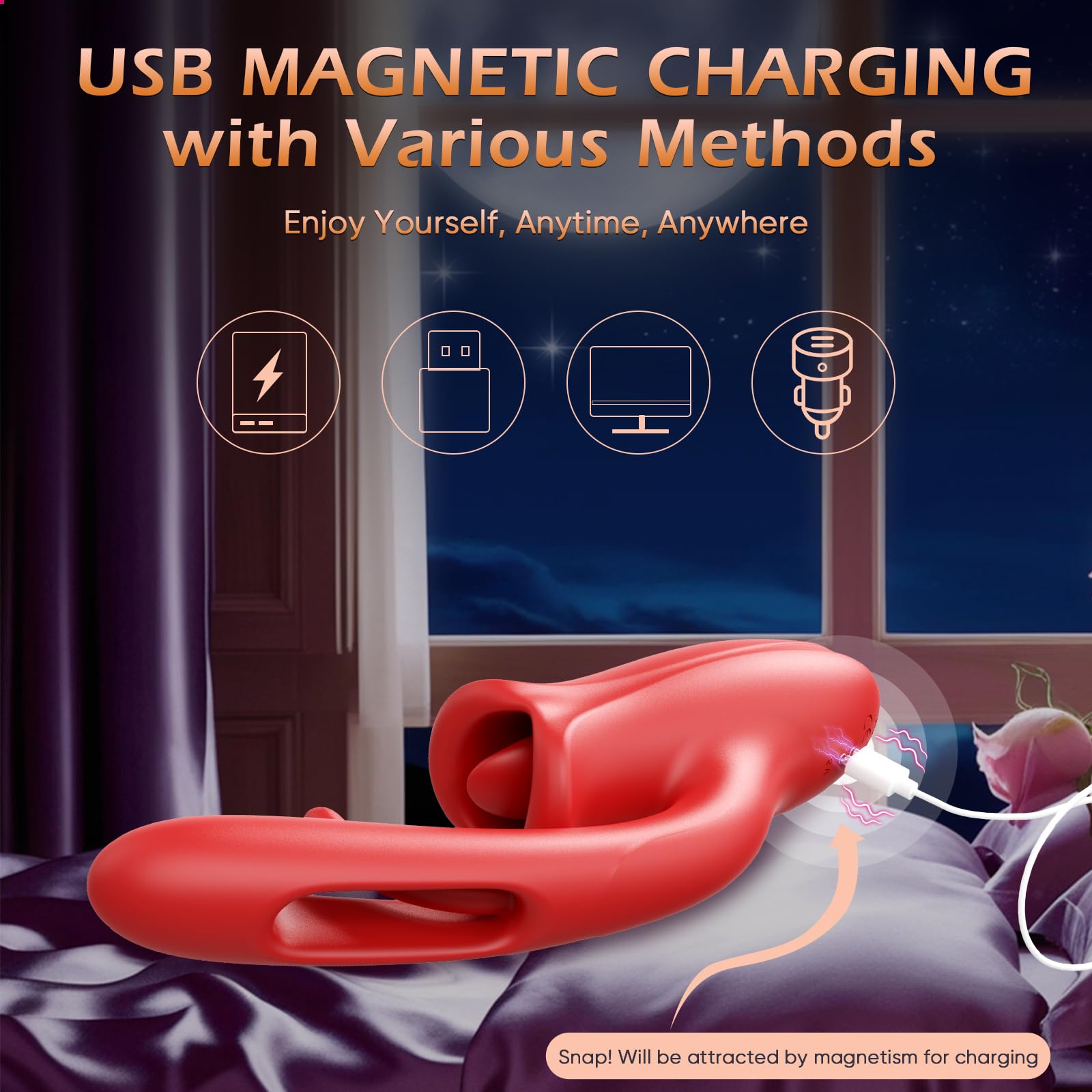 Vibrator Adult Sex Toys for Women, APP Remote Control Tongue Rose Sex Toy Dildo Vibrators G Spot Vibrator with 9 Licking Sucking & Flapping Clitoral Stimulator Anal Nipple for Female Men Couples