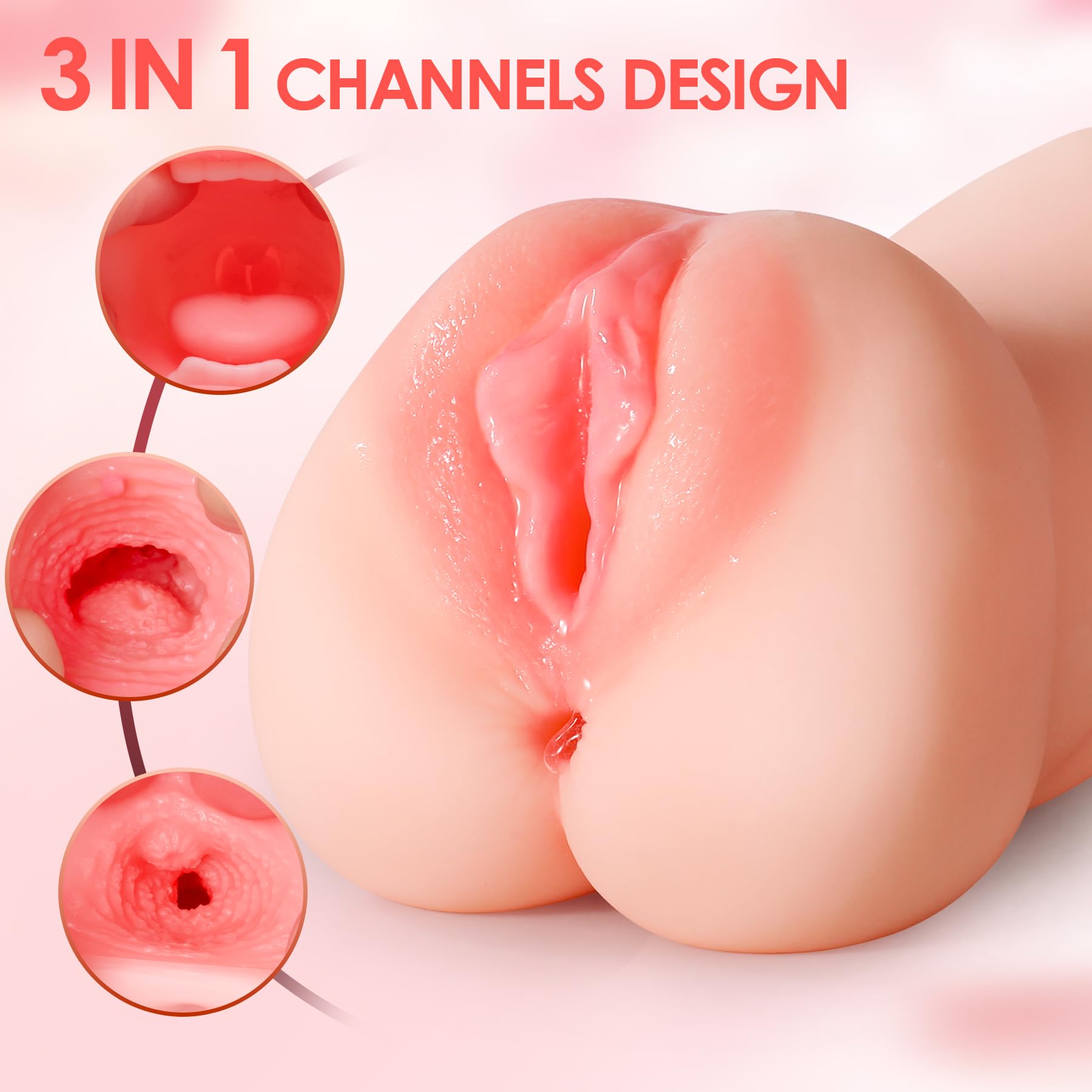 ZEMALIA 3 in 1 Pocket Pussy Male Masturbator Sex Toys for Men, 3D Textured Sex Doll with Sexy Mouth Realistic Vagina Tight Anus, Mens Stroker Adult Toy for Man Masturbation