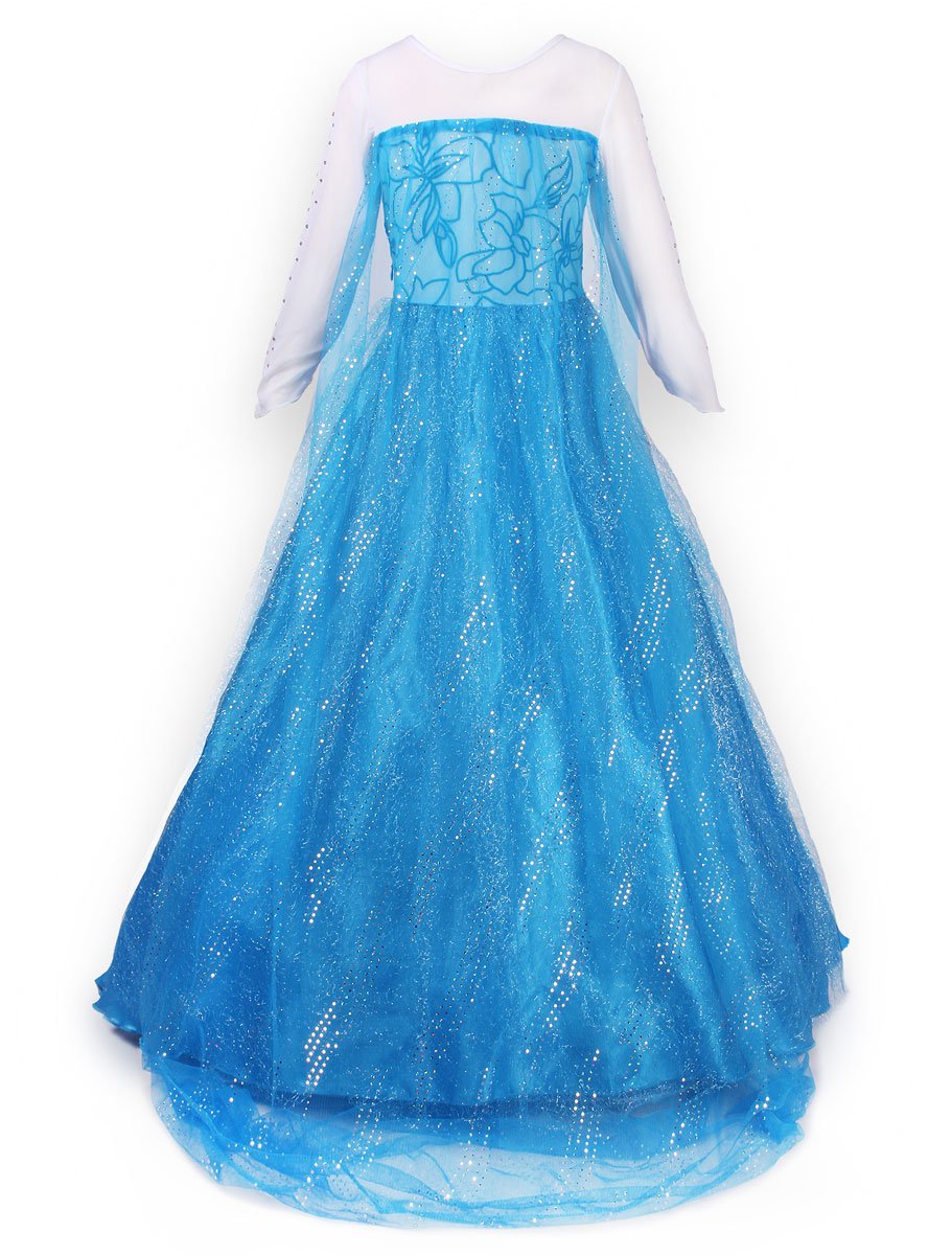 JerrisApparel Princess Dress Queen Costume Cosplay Dress Up with Accessories (5-6, Blue with Accessories)