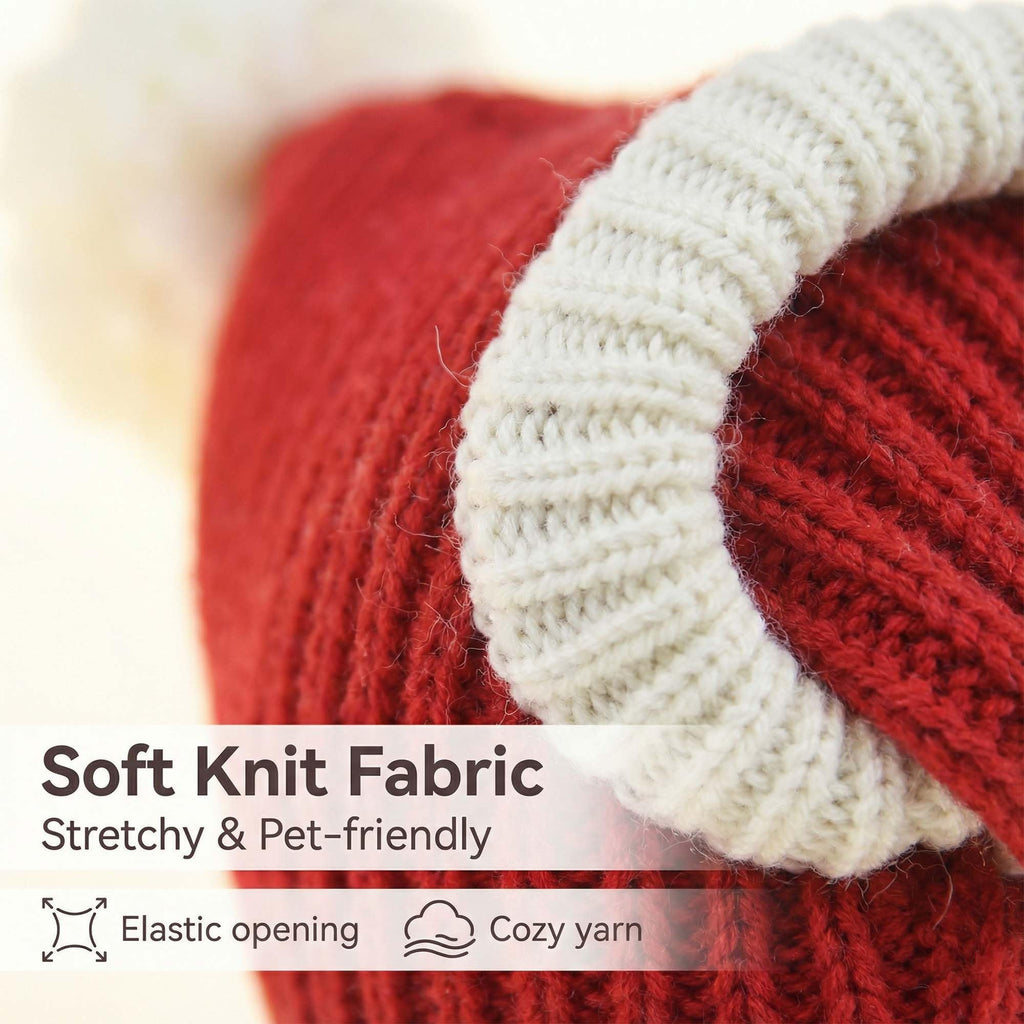 Christmas Dog Hat Costume for Large Medium Dog Warm Winter Dog Hat Neck Ear Warmer Headband Protector for Golden Retriever Labrador(Large, Red)