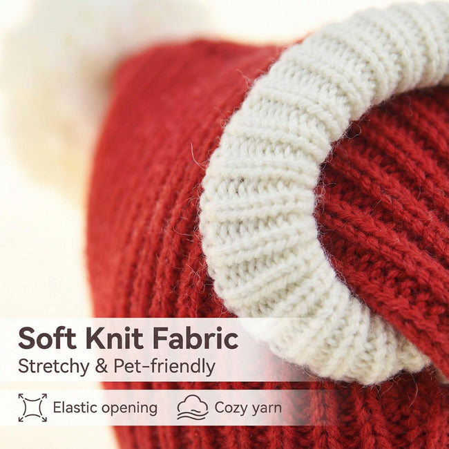 Christmas Dog Hat Costume for Large Medium Dog Warm Winter Dog Hat Neck Ear Warmer Headband Protector for Golden Retriever Labrador(Large, Red) Main Image