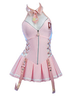 haikyuu Women Cosplay One Piece Swimsuit with Gloves Tie Anime Bathing Suit Halter Pool Party Musical Clubwear (US, Alpha, Large, Regular, Regular, Standard, Pink)