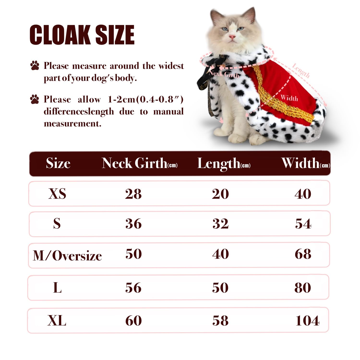 Lovelyshop pet Serial Lux Fur Blue Cat Dog Cloak for Halloween Costumes, King Queen Prince and Princess Cosplay-S