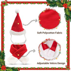 Enjoying Cat Christmas Costume, Santa Hat with Red Scarf for Cats Small Dogs, Rabbit Xmas Outfit, Pet Santa Claus Hat Scarf for Cold Day Head and Neck Warm, New Year Party Cosplay